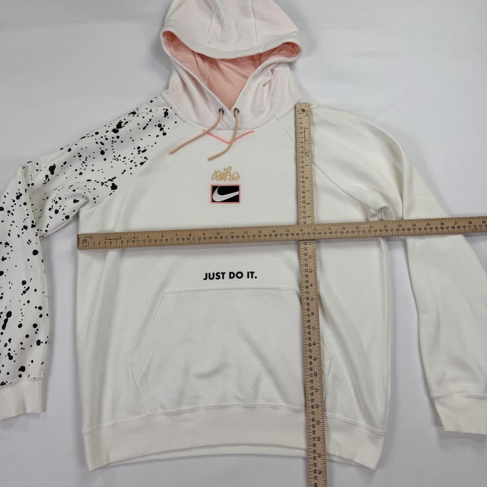 Nike Sportswear Just Do It Hoodie Sweatshirt White Pink Splatter Logo Women's L - Picture 15 of 15